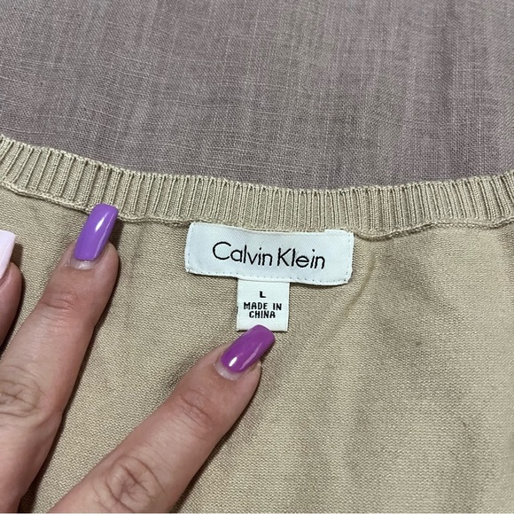 Calvin Klein Gold Sequin Tank Top Sweater Size Large Party Holiday Sparkle - Picture 4 of 7